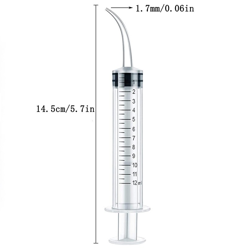 Pack of 5 Dental Syringe 12 ml Graduated Transparent Plastic