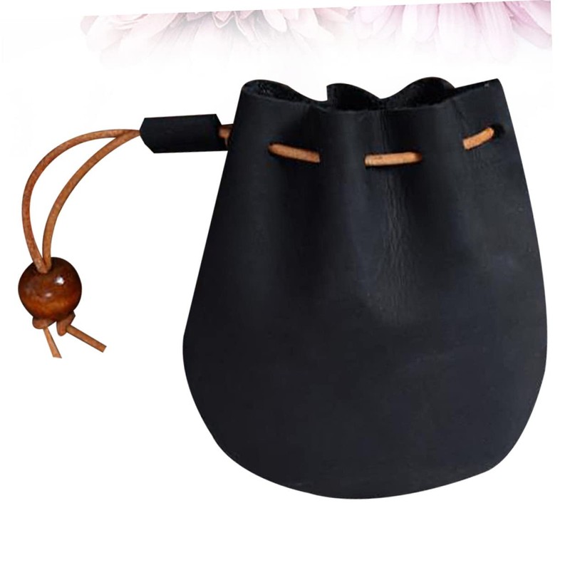 STOBOK Mens Coin Pouch Leather Coin Bag Small Drawstring Pouch