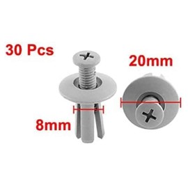 30 Pcs 20mm x 8mm Gray Plastic Push-Type Trim Clip