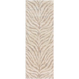Mark&Day Animal Print Rugs, 3x7 Chambery Modern Zebra Tiger Light Gray Runner Area Rug, Beige Grey Carpet for Hallway, Kitchen, Bedroom or Living Room (2'7" x 7'3" Runner)