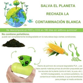 （240 piezas）Bolsas para Perro，Bolsas para excremento de perros Bolsas para caca de perro, bolsas para caca extra gruesas y fuertes para perros, a prueba de fugas garantizadas，（Verde,16 rollos）