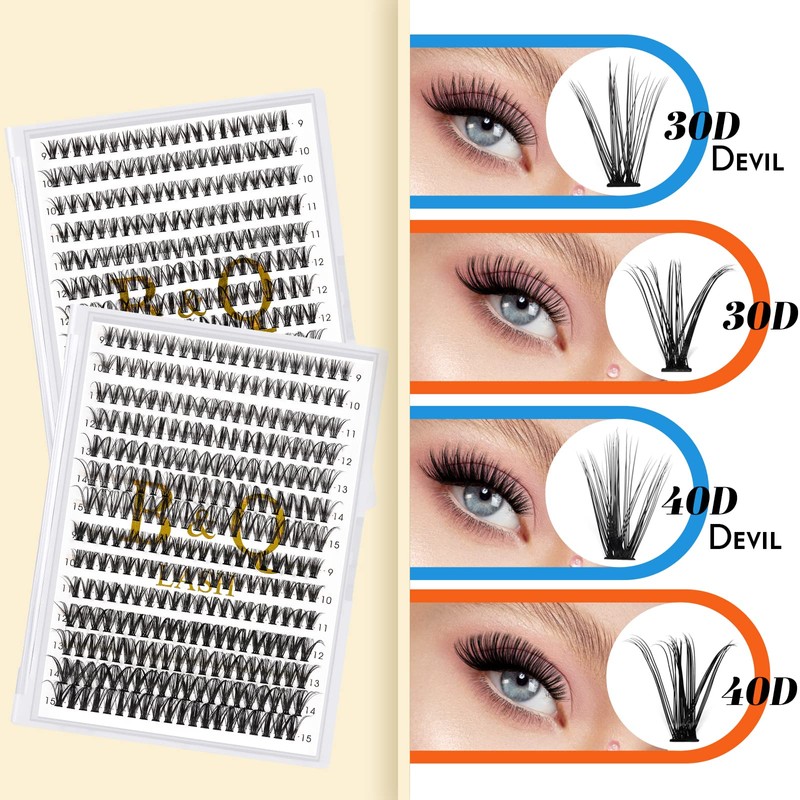 B&Q Manga Lashes Eyelash Extensions - 280 Pieces Cluster Lash,