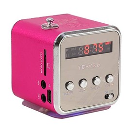 Mini Speaker Music Player Portable FM Radio Stereo Speaker PC Fashion Support TF Card and U Disk(Rose)