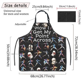 JXGZSO Funny Fencing Apron How I Get My Point Across Apron With Pockets Fencing Sport Gift Fencer Gift Fencing Lover Gift
