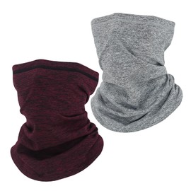 DHUGZFT 2Pack Winter Neck Warmer Gaiter men&women,motorcycle Mask Face Cover Balaclava Scarf for Cold Weather Sportfor Hiking Cycling (Light flax gray, Burgundy;)