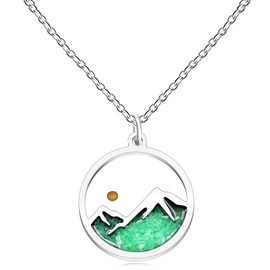 Mayfaith Green Luminous Mustard Seed Necklace for Women Stainless Steel Faith Can Move Mountains Matthew 17:20 Jewelry | Christian Bible Verse Protection Pendant YA5070