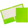JAM PAPER Laminated Two Pocket Glossy Folders - Lime Green