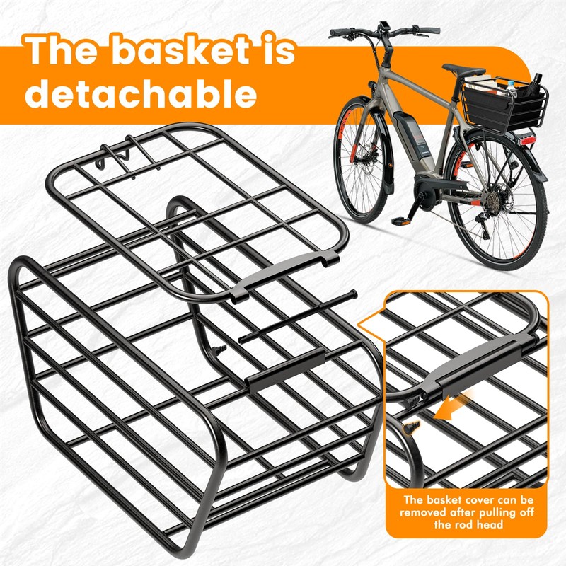 Bike Rear Basket with Liner & Waterproof Cover Large Capacity