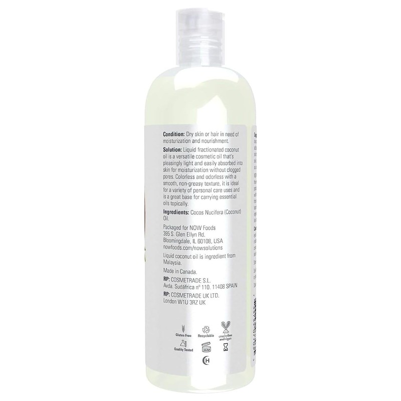NOW Solutions Fractionated Liquid Coconut Oil, 473ml