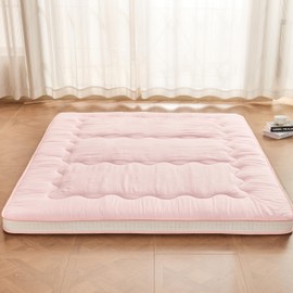 Dr.Futon Japanese Floor Futon Mattress Extra Thick Folding Roll Up Bed Topper Mat for Guest,Lounger and Tavel