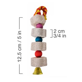 Yoogeer 2Pcs Pet Bird Chew Toy Lava Stone Parrot Chewing Toy Beak Trimmer Calcium Stone with Bell for Hamster Chinchilla Rabbit Cockatiel Conure Parakeet Cockatiel