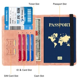 Sciphylia Passport Cover Passport Cover Faux Leather Vaccination Certificate Case with RFID Blocker PU Leather Passport Cover for Women Men Holiday Accessories Protective Case Travel Documents Travel