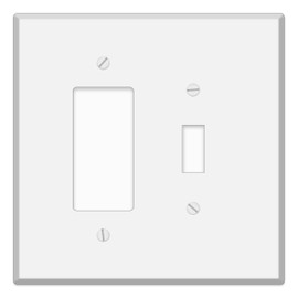 2-Gang Wall Plate for 1 Rocker and 1 Toggle – Oversized 5.5" x 5.5" White Metal Switch Cover | Heavy-Duty Jumbo Faceplate for Outlets, GFCI, Rocker and Toggle Switches | Combination Outlet Cover