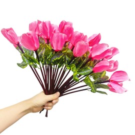 DODXIAOBEUL 4 Bouquet 15" Artificial Cyclamen FloweSilk Plants,Artificial Cyclamen Flower,Spring Fake Flowers,Fake Plants That Look Real,Party Home Decor Flower Arrangements for Table (Pink)