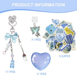 JINGSEN Cute Charms Set for Kindle,Including Dust Plug Charm Type C/USB C,Star Grip Holder,Bling Keychains with Hook,Charms Compatible for Kindle/E-Reader/Phone(Blue)