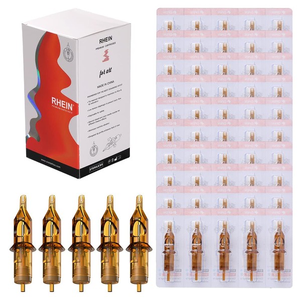 HAWINK Tattoo Cartridges Needles # 10 Bugpin 3 Round Liner X-Taper 50 Pieces with Membrane Professional Disposable EN02-50-1014RL