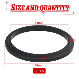 TOVOT 20PCS Waste Pipe Sealing Washers 32MM Rubber Sealing Rings Cone Washers for Plumbing (32 x 38 x 3.5mm)