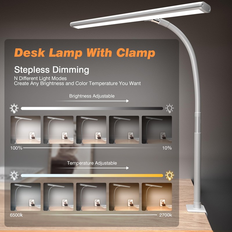 Airlonv LED Desk Lamp for Office Home, Eye-Caring Desk Light