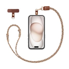 ekax Neck Strap & Cell Phone Strap Holder Set - Nylon Neck Strap Shoulder Strap for All Models Adjustable Length Fall Prevention Easy Go Out - Latte