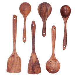 Kitchen Utensils Set Wooden Spatulas Spoons Comfortable Grip Minimaliset Kitchen Cookware for Home Cooking