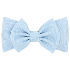 Wee Ones Girls Soft Solid Rippled-Textured Large Baby Girls Bowtie on Matching Wide Band, Millennium Blue