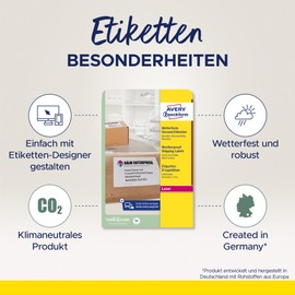 Avery Zweckform L7993 25 (A4 200 Shipping Labels, 99.1 x 67.7 MM 25 SHEETS WHITE