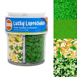 Mystic Sprinkles St. Patrick's Day 4 Cell Sprinkle Assortments (Lucky Leprechaun Sprinkle Assortment, Petite)