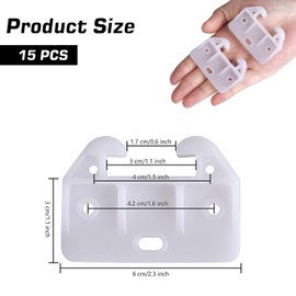 15 Pcs Plastic Drawer Guides, Durable Cabinet Drawer Slide Parts, Premium Rear Drawer Guides Center Mount Dresser Guide Brackets Drawer Track Guides for Dresser Cabinet Closet Drawer, White