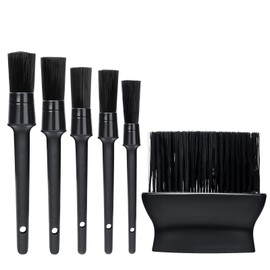 HUSAIHU 6PCS Car Detailing Brush Set, Car Cleaning Brush and Dust Collector, Suitable for Cars, Motorcycles, Tires, Dashboard, Engine, Interior, Exterior, Leather Seat, Vents, Badges (6 PCS)