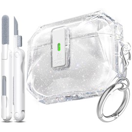 R-fun for AirPods Pro 3 Case (2025) Cover with Cleaning Kit, Military-Grade Shockproof Transparent Non-Yellowing, Auto Pop-Up Lid Design for AirPods Pro 3rd Generation Case, Glitter