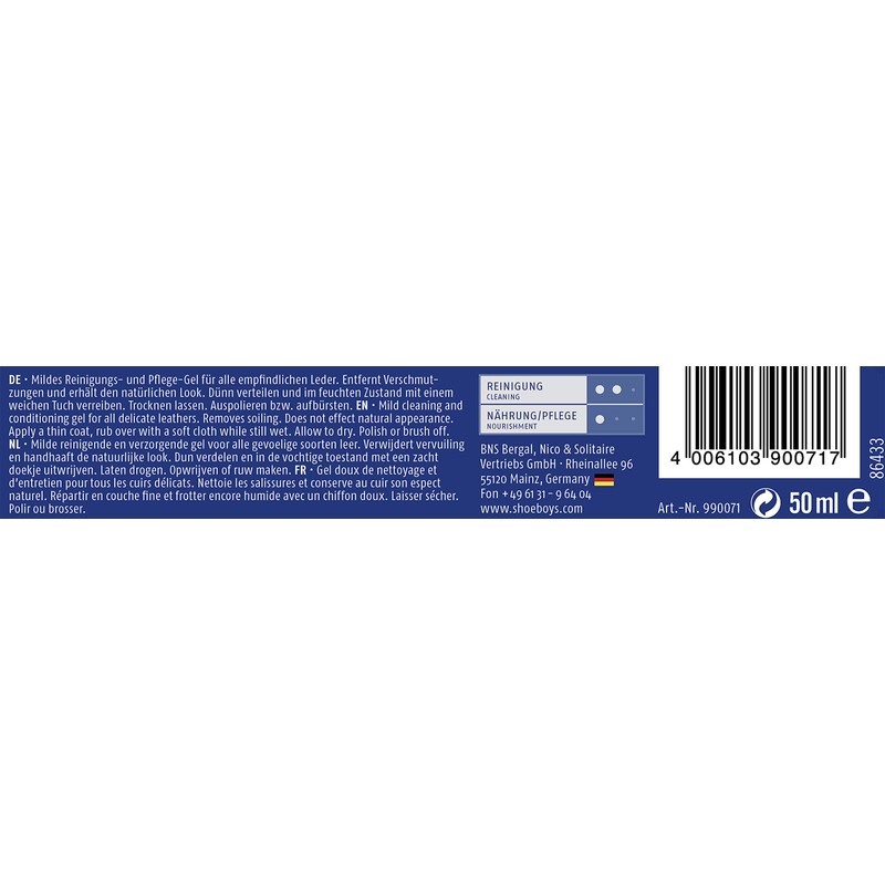 Shoeboy's Delicate Gel mildes Reinigungs-und Pflegegel, farbneutral, Eine Größe 55.