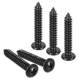 TOP-VIGOR 50Pcs Self Tapping Screws, M5 Phillips Pan Head Screw, 30mm Round Head Tapping Screws, Stainless Steel Machine Wood Fasteners Bolts for Wood, Drywall, plastic, Furniture, Repairing, Black
