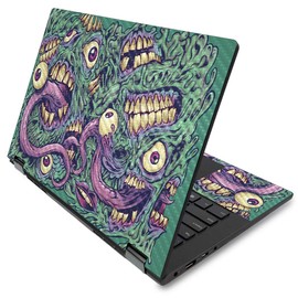 MightySkins Carbon Fiber Skin for Lenovo Flex 14" (2019 No Fingerprint Scanner) - Eyes and Teeth | Protective, Durable Textured Carbon Fiber Finish | Easy to Apply Change Style | Made in The USA