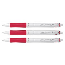 Pilot Acroball Pure White Retractable Ballpoint Pen - Red - Pack of 3