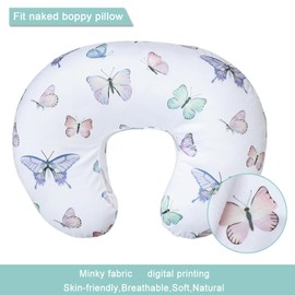 OWLOWLA Nursing Pillow Cover,Minky Breastfeeding Pillow Cover Fits Original Nursing Pillow Baby Boy Girl(Butterfly)