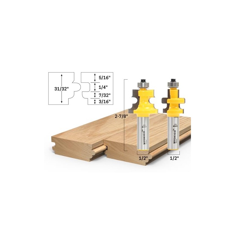 Yonico Tongue and Groove Router Bits Set Flooring 2 Bit