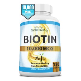Suplemento Naturalisimolife Biotina De Biotin 10,000 Mcg De 120 Un