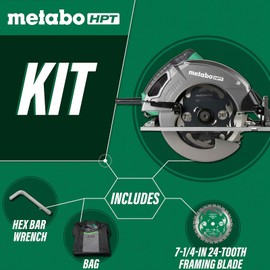 Metabo HPT 7-1/4-Inch Circular Saw Kit | 6,000 Rpm, 15-Amp Motor | Integrated...