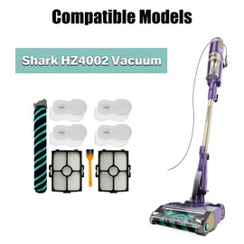 Main Brush HEPA Filter Kit Replacement for Shark HZ4002 Corded Stick Vacuum - 1 Roller Brush, 2 PACK HEPA Filters+ 4 PACK Foam & Felt Filters, 1 Cleaning Brush