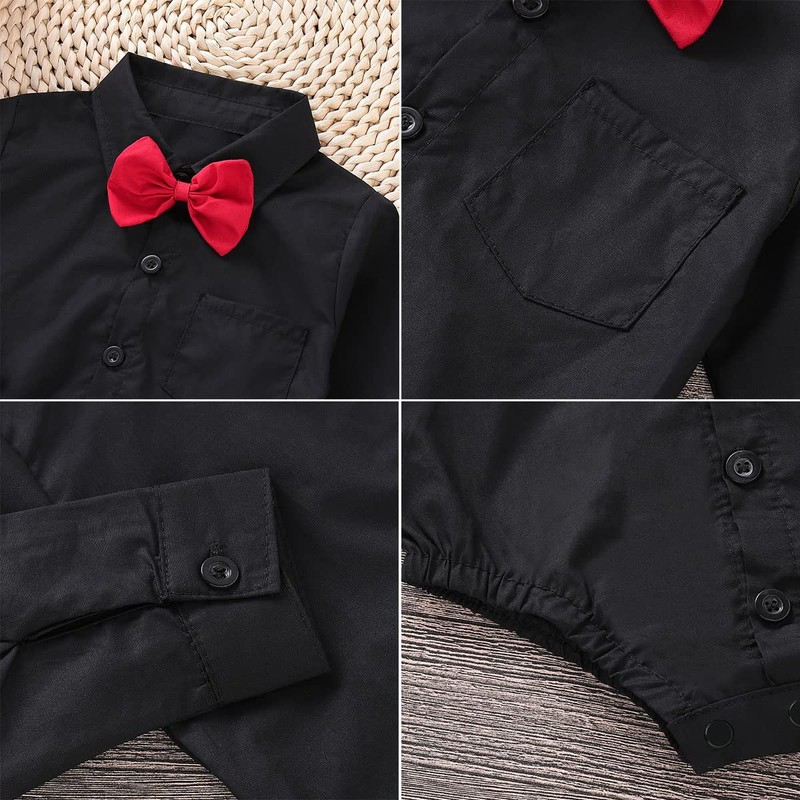 Baby Boy's Button-Down Shirt Newborn Jumpsuit Long Short Sleeved One-Piece