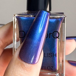 AILALUO Chrome Nail Polish Holographic Glitter Chameleon Nail Polish Shimmer Iridescent Navy Blue Nail Art Varnish(Navy Blue, 15 ml)