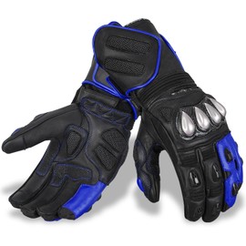 Oro Biker Motorbike Gloves Men Hard Knuckle Protection Full Finger All Season Touch Screen Gloves Motorcycle Gloves Racing Gloves Outdoor Sports Mens Gloves (X-Large, Black/Blue)