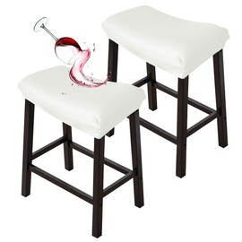 Bifaunvogel Bar Stool Cover Rectangle Set of 2 Waterproof PU Counter Height Bar stools Slipcovers Saddle Stool Slipcover Bench Seat Protector Backless Bar Stools Covers Off-White