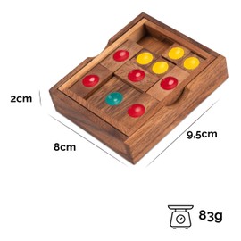 LOGOPLAY Khun Phan Size S - Sliding Game - Thinking Game - Puzzle Game - Patience Game - Logic Game Made of Wood