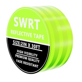 SWRT 2 Inch X 30 FT Reflective Tape Outdoor Waterproof DOT-C2 Fade Resistant Fluorescent Green Reflective Strong Adhesive Safety Warning Reflector Conspicuity Tape for Trailer Trucks Bikes