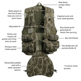 BLOCKER OUTDOORS Finisher Pro II Turkey Vest with Detachable Seat Cushion (MO Bottomland Original, MD/LG)