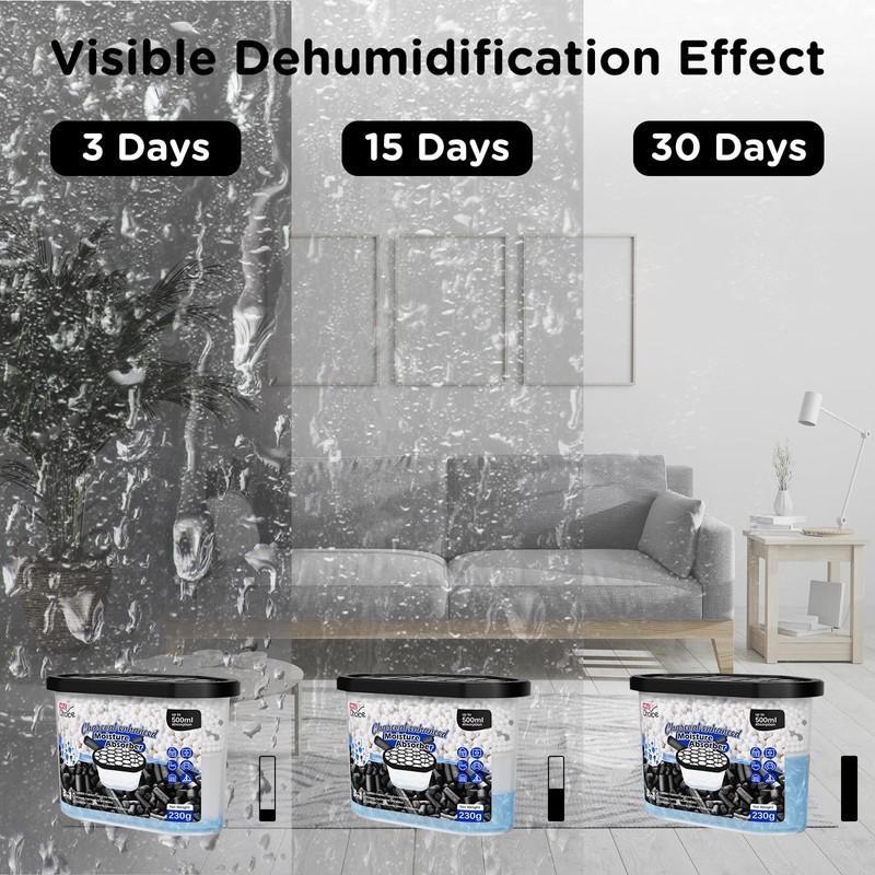 W&E Choice Moisture Absorbers with Activated Charcoal, Portable Dehumidifier for