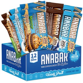 Anabar Protein Bar Variety Packs, The Protein-Packed Candy Bar, World's Best Tasting Protein Bar, No Sugar Alcohols, High Protein, Amazingly Delicious, 20 Grams of Protein (12 Bars, Crunch & Crumble Pack)