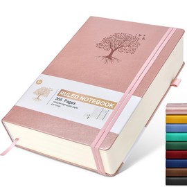 Lined Journal Notebook, 365 Pages A4 Large Journals for Writing Ruled Notebook, Pink Hardcover Leather Journals for Women Men,Notebook for Work, Note Taking, 100Gsm Thick Paper (8.5" x 11" Rose Gold)