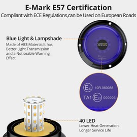 COLORLAM 40W Blue Flashing Beacon Light IP65 Waterproof & Magnetic 40 LED Emergency Warning Strobe with 10 Flash Modes Vehicle Beacon with E-Mark for Trucks Cars Emergency Vehicles 12V/24V